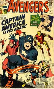 Avengers #4 (March 1964), the return of Captain America.  Art by Jack Kirby and George Roussos.