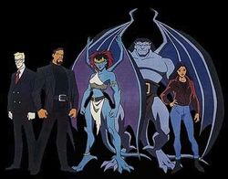 Owen Burnett, David Xanatos, Demona, Goliath and Elisa Maza.