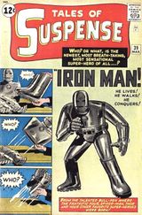 Tales of Suspense #39 (March 1963): Iron Man debuts. Cover art by Jack Kirby and Don Heck.
