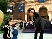 Pepé Le Pew and Brendan Fraser in Looney Tunes: Back in Action.