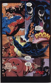Mutated Venom trading shots with Juggernaut.