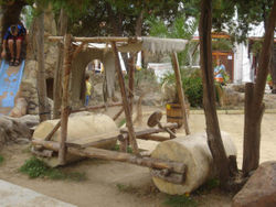 A model of the Flintstones' car, the Flintmobile, in Obzor, Bulgaria.