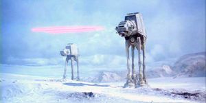 The Empire attacks the Rebel base on Hoth.
